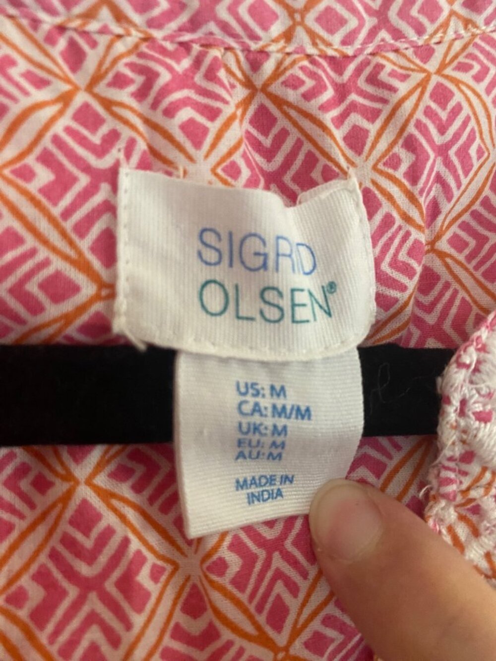 Sigrid Olsen Women's Sleeveless Cotton Top Pink & Orange 100% Size M - Picture 5 of 6